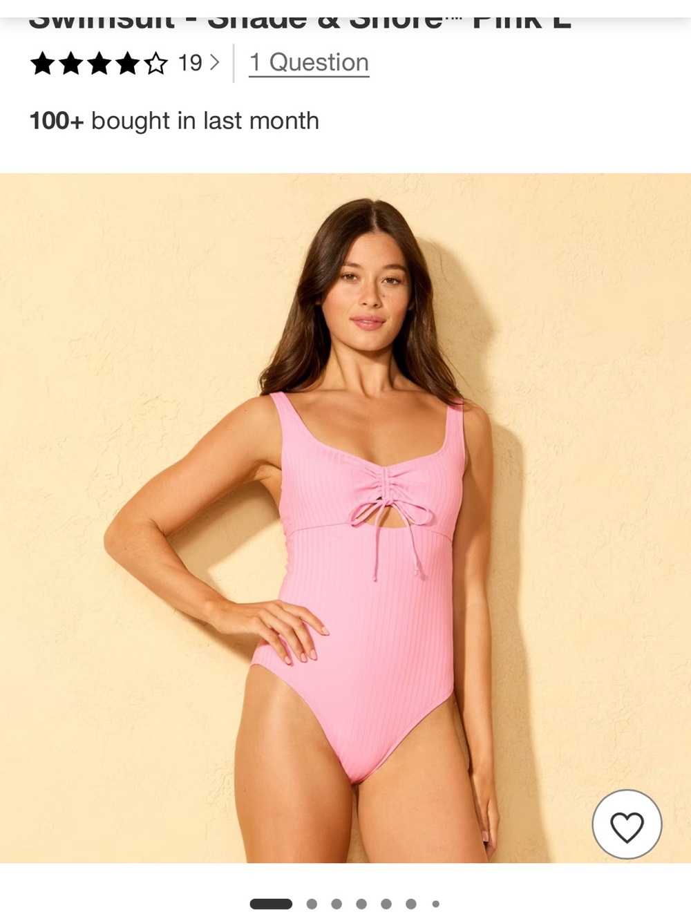 Woman’s shade @ shore Pink Ribbed One-Piece Swimsuit with Front Tie XS